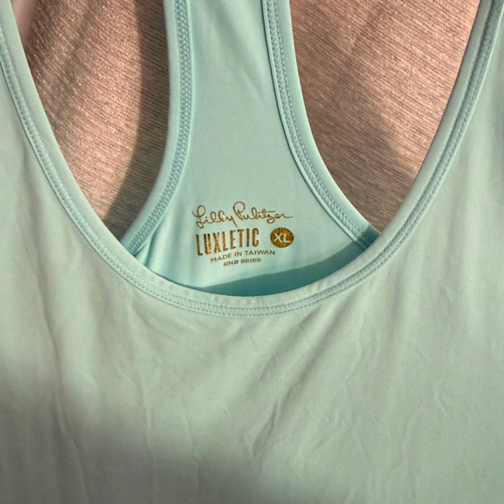 Lilly Pulitzer Luxletic Aqua Racerback Tank XL - Picture 3 of 7